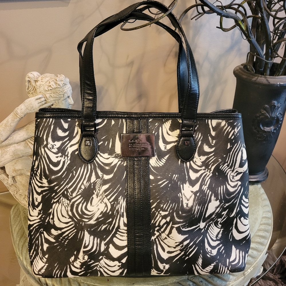 L.A.M.B. by Gwen Stefani Black White Tote Bag Abstract Luxury Designer #607